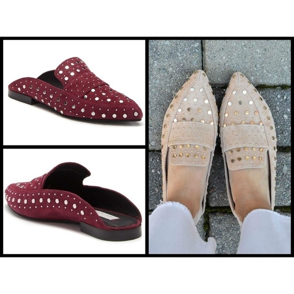 💕KRISTIN CAVALLARI💕 Suede Studded Loafer Mules ~ Amethyst 8.5 New in Box - Picture 1 of 12